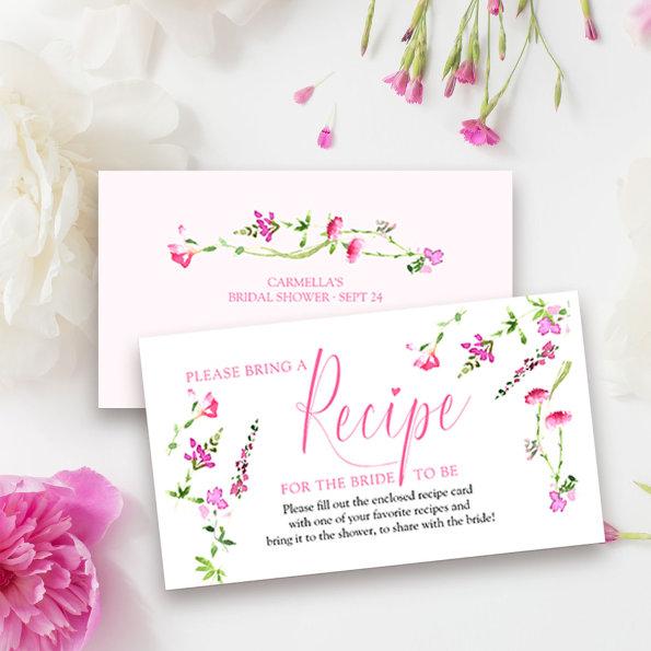Recipe Request for Bride Pink Wildflower Enclosure Invitations