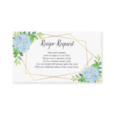 Recipe Request Hydrangea Geometric Bridal Shower Enclosure Invitations