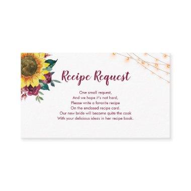 Recipe Request Sunflower Burgundy Rose Enclosure Invitations