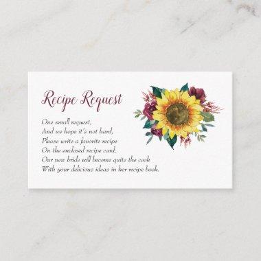 Recipe Request Sunflower Burgundy Rose Enclosure Invitations