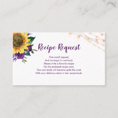 Recipe Request Sunflower Purple Rose Enclosure Invitations