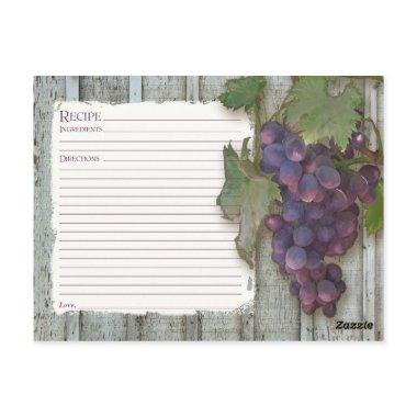 Recipe to Share Bridal Shower Wine Vineyard Grapes PostInvitations