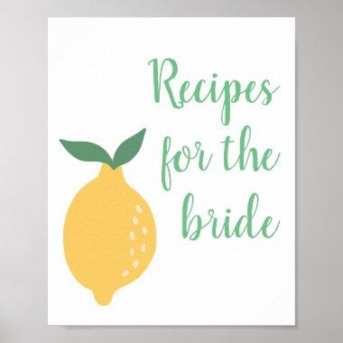 Recipes for the Bride Lemon Themed Bridal Shower Poster