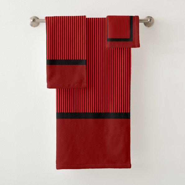Red And Black Bath Towel Set