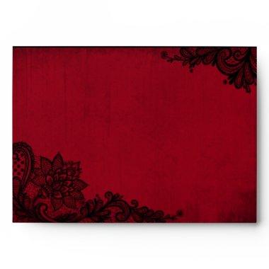 Red and Black Lace Gothic Wedding Envelopes