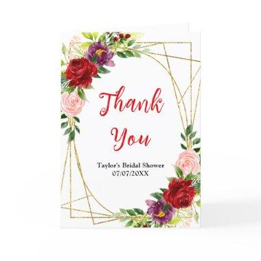 Red and Blush Pink Floral  Thank You