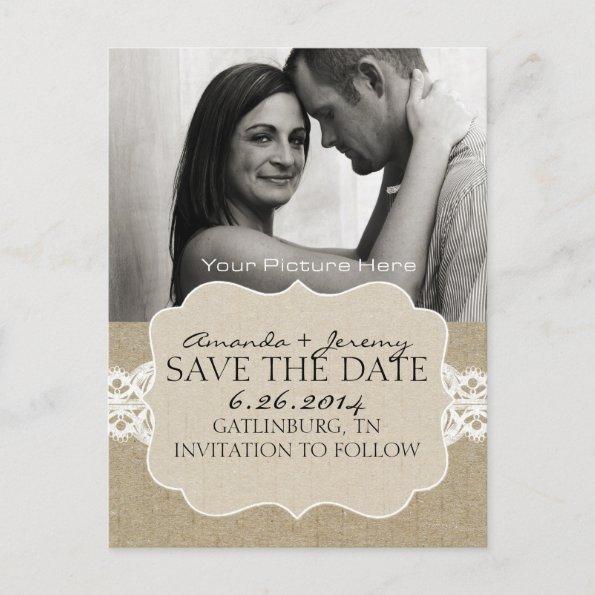 Red and Brown Chic Woodgrain Save the Date Announcement PostInvitations
