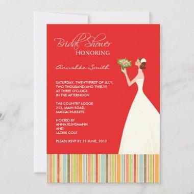 Red and Colored Stripes Bridal Shower Invites