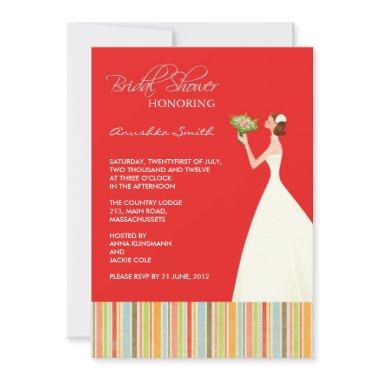 Red and Colored Stripes Bridal Shower Invites