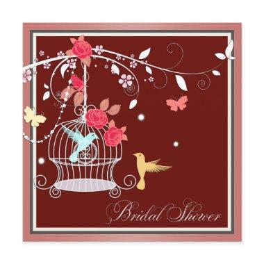 Red and Coral Birdcage Bridal Shower Invitations