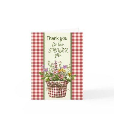Red and Cream Checkered Showe Thank You Note