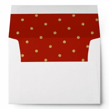 Red And Gold Glitter Polka Dot Pattern Envelope