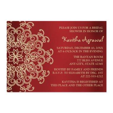 Red and Gold Indian Inspired Bridal Shower Invitations