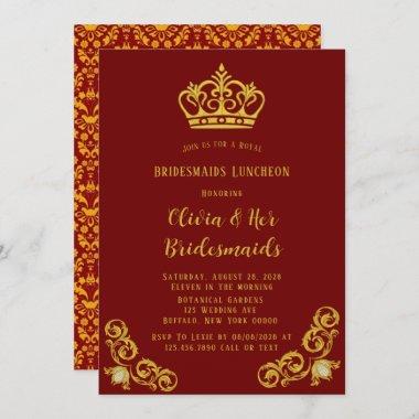 Red and Gold Royal Bridesmaids Luncheon Invitations