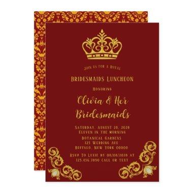 Red and Gold Royal Bridesmaids Luncheon Invitations