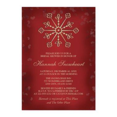 RED AND GOLD SNOWFLAKE BRIDAL SHOWER Invitations