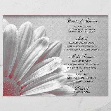 Red and Gray Floral Highlights Wedding Menu