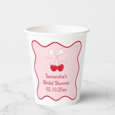 Red and Pink Cherry on Top  Paper Cups