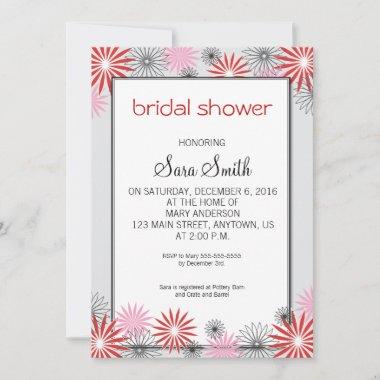 Red and Pink Floral Bridal Shower Invite