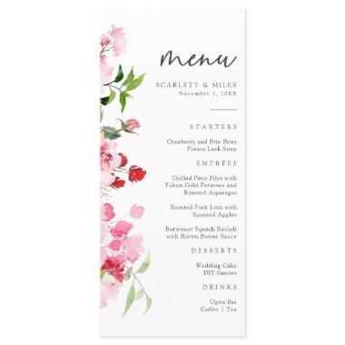 Red and Pink Floral  Menu
