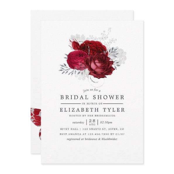 Red and Silver Vintage Floral