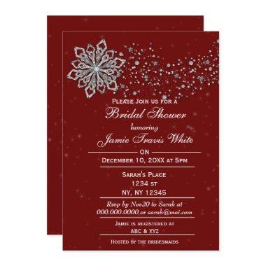 red and Silver Winter  invite