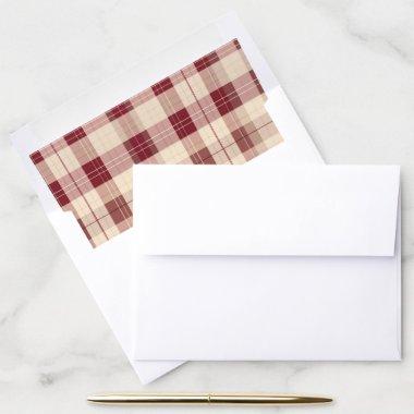 Red and Tan White Beige Plaid Pattern Tartan Envelope Liner