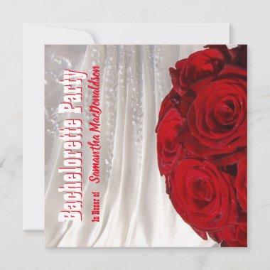 Red and white floral wedding bachelorette party Invitations