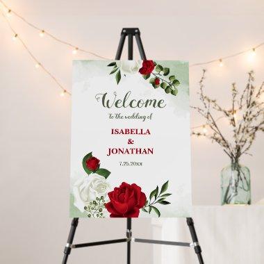 red and white flowers greenery wedding foam board