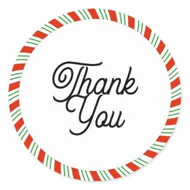 Red And White Minimalist Christmas Thank You Classic Round Sticker