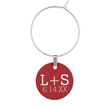 Red and White Solid Color Monogram Wedding Favor
