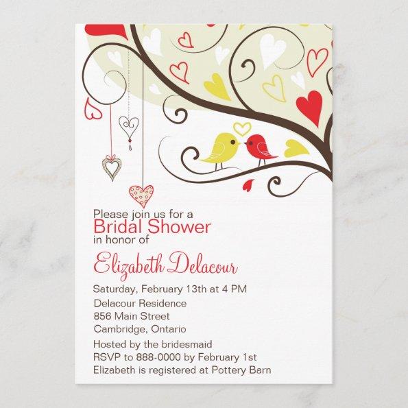 Red and Yellow Love Birds Bridal Shower Invitations