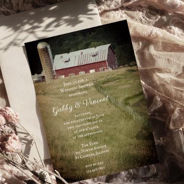 Red Barn and Silo Country Farm Wedding Shower Invitations