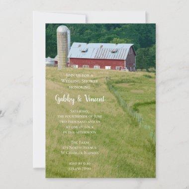 Red Barn and Silo Farm Wedding Shower Invitations