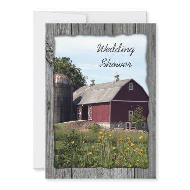 Red Barn Country Couples Wedding Shower Invitations