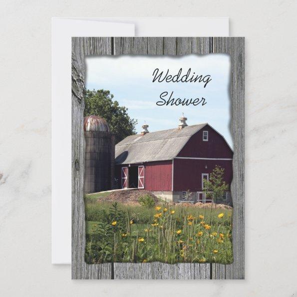 Red Barn Country Couples Wedding Shower Invitations