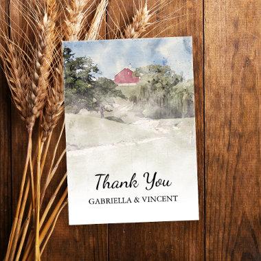 Red Barn on Hill Country Farm Wedding Thank You Invitations
