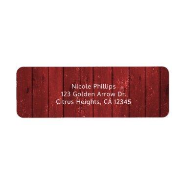 Red Barn Wood Rustic Country Party Invitations Label