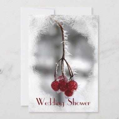 Red Berries and Frost Couples Wedding Shower Invitations