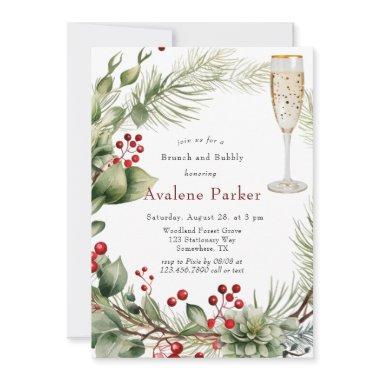 Red Berries Pine Wreath Brunch and Bubbly