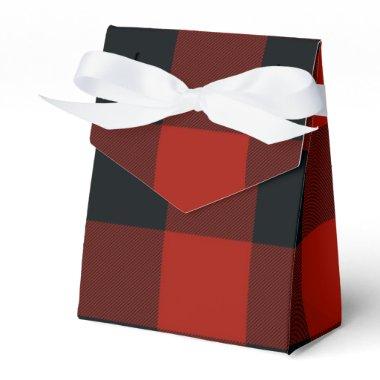 Red & Black Checkered Squares Buffalo Plaid Favor Boxes