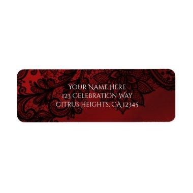 Red & Black Dark Elegance Goth Wedding Invitations Label
