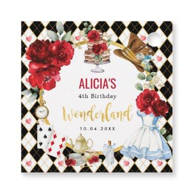 Red Black Gold Alice in Wonderland Mad Tea Party Favor Tags