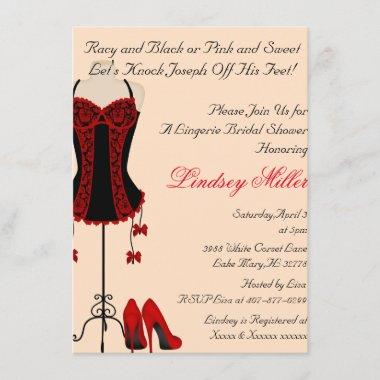 Red & Black Lingerie Bridal Shower Invite