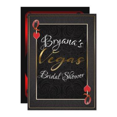 Red Black Queen of Hearts Vegas Bridal Shower Invitations