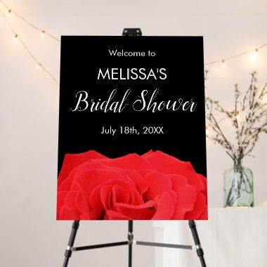 Red Black Rose Bridal Shower Welcome Foam Board