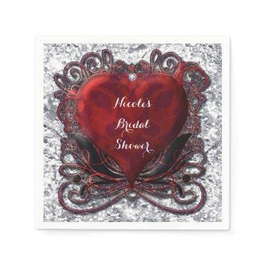 Red Black Silver Valentine Heart Gothic Romance Napkins