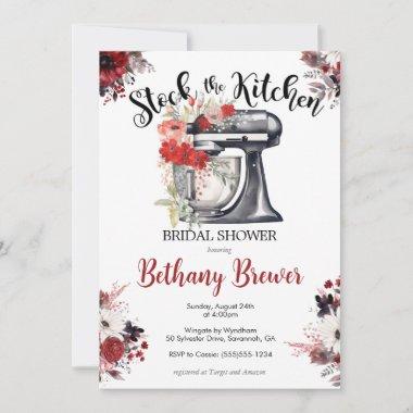 Red & Black Stock the Kitchen theme Bridal Shower Invitations