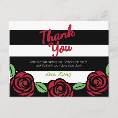 Red, Black, White Thank You Invitations