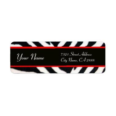 RED BLACK WHITE ZEBRA FUR MONOGRAM LABEL